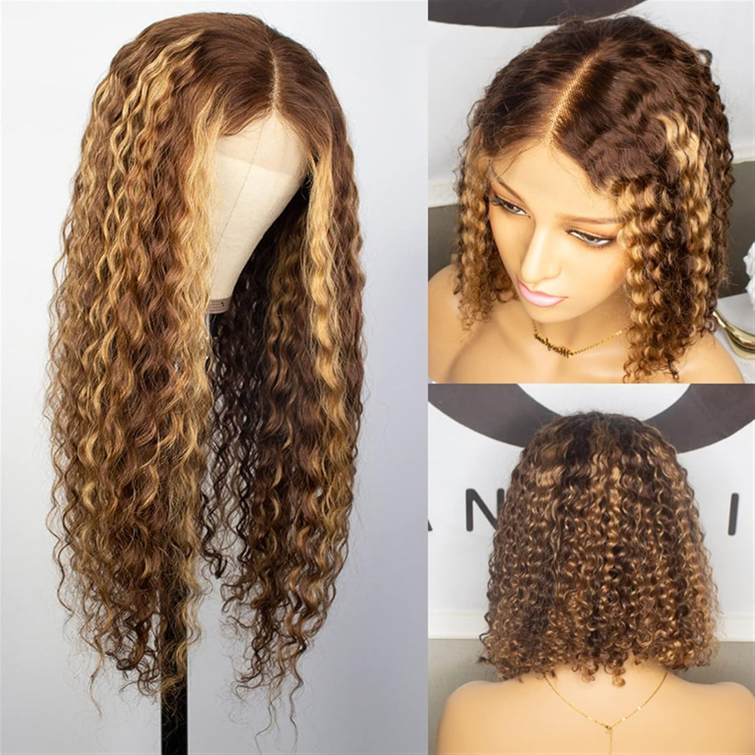 Kiana - Perruque Deep waves - T4/27 -  prêt à porter, HD, pré-coupée, sans colle - 5x5 / 13x4 -  installation rapide, cheveux humains